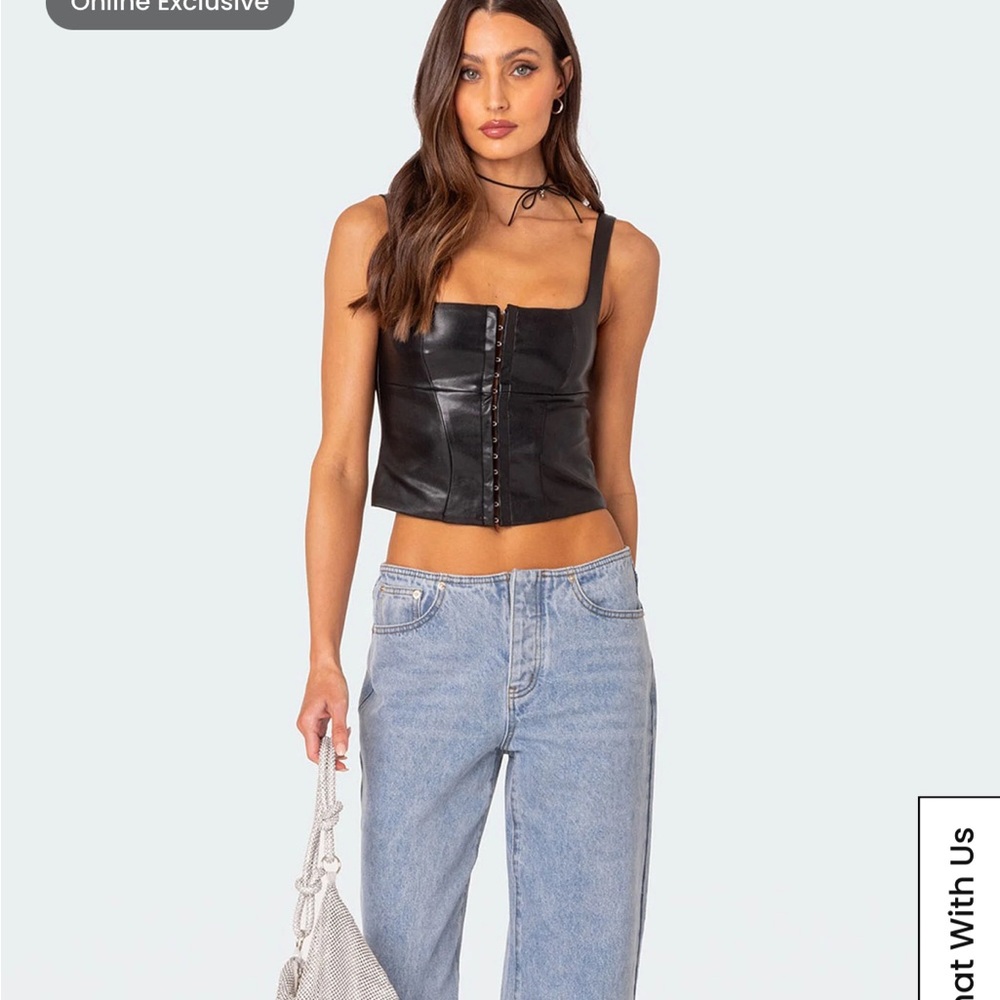 Black Leather Bustier XS NWT